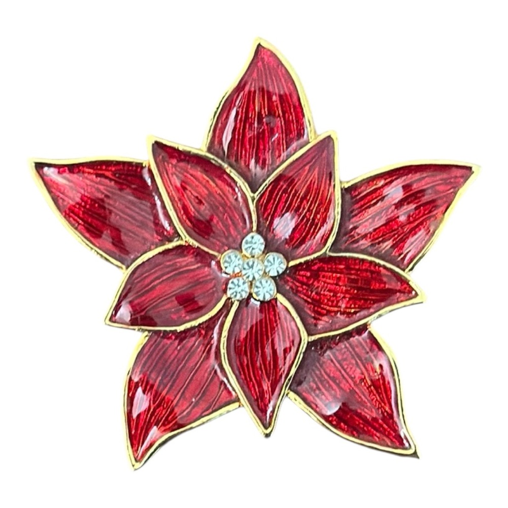 Premier Designs Poinsettia Christmas Brooch Pin